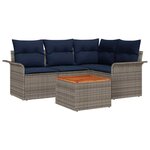 vidaXL Ensemble de canapé de jardin 5 Pièces Gris et bleu marine