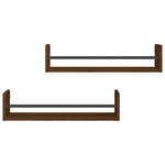 vidaXL Étagères murales avec barres 2 Pièces chêne marron 60x16x14 cm