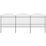 vidaXL Clôture de jardin à dessus en lance Acier (1 5-1 75)x5 1 m Noir