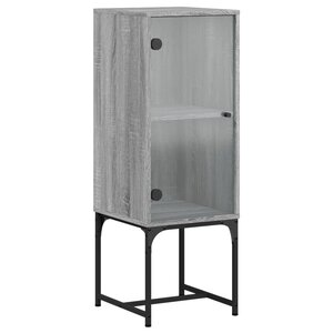 vidaXL Armoire latérale avec porte en verre sonoma gris 35x37x100 cm