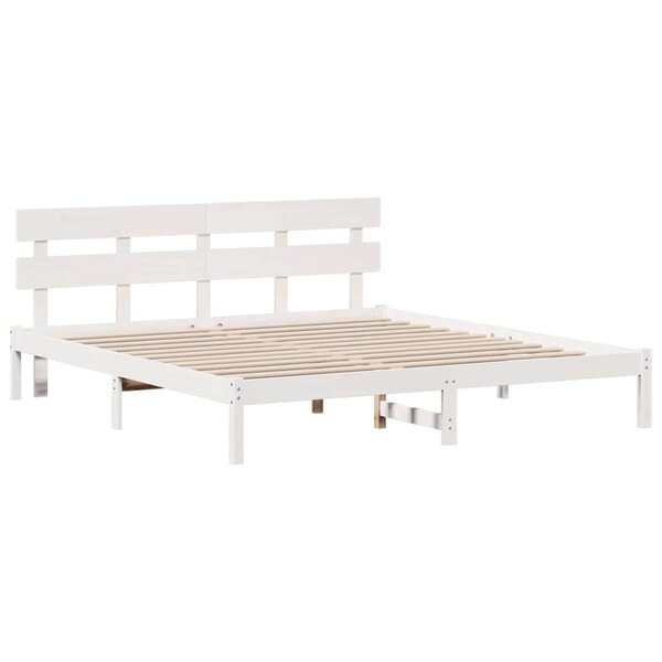 vidaXL Cadre de lit Blanc 200 x 200 cm Bois de pin massif
