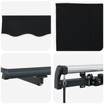 vidaXL Auvent Rétractable Noir 300 x 250 cm Polyester et Acier