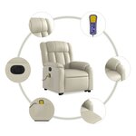 vidaXL Fauteuil inclinable de massage électrique crème similicuir