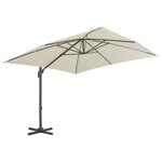 vidaXL Parasol de jardin en porte-à-faux et poteau en aluminium sable