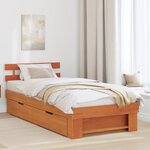 vidaXL Cadre de lit Marron cire 75 x 190 cm Bois massif en pin
