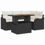 vidaXL Ensemble de canapé de jardin avec coussin 5 Pièces Noir et crème