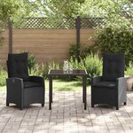 vidaXL Ensemble de salle à manger pour jardin 3 Pièces Noir polyrotin