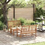 Ensemble de canapé de jardin 3 Pièces Naturel Bois de teck solide