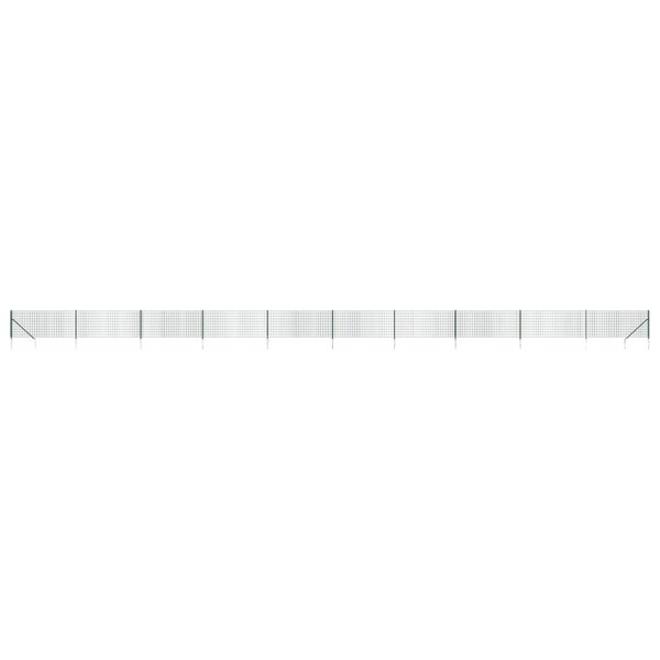 vidaXL Clôture en treillis métallique et piquet d'ancrage vert 1x25 m