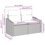 Canapé de jardin 2 places vidaXL avec rangement et coussins en poly Rattan noir