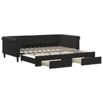 vidaXL Lit de jour avec gigogne et tiroirs sans matelas noir 100x200cm