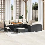 vidaXL Ensemble de canapé de jardin 13 Pièces Noir Poly rotin