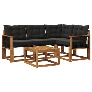 vidaXL Ensemble de canapés d'extérieur 5 pc Naturel et noir
