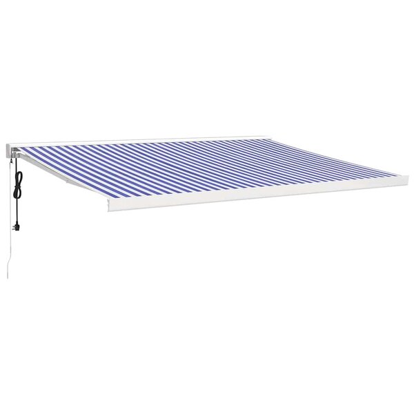vidaXL Auvent rétractable bleu et blanc 4x3 m tissu et aluminium