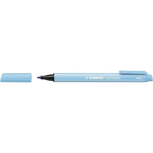 Stylo feutre pointMax pointe moyenne 0.8mm bleu azur x 10 STABILO