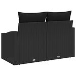 Canapé de jardin 2 places vidaXL avec rangement et coussins en poly Rattan noir