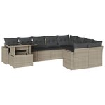 vidaXL Salon de jardin avec coussins 10 Pièces gris clair résine tressée