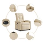 vidaXL Fauteuil inclinable électrique Crème Tissu