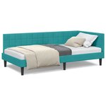 vidaXL Cadre de lit d'angle Turquoise 90 x 190 cm Velours