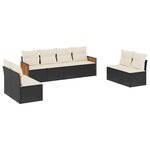 vidaXL Salon de jardin 8 Pièces avec coussins noir résine tressée