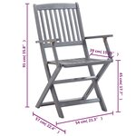 vidaXL Chaises pliables d'extérieur lot de 6 et coussins Bois d'acacia