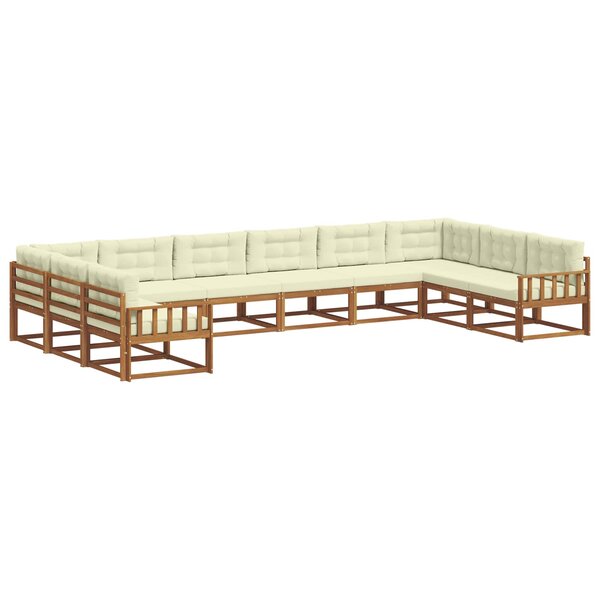 vidaXL Ensemble de canapés d'extérieur 10 pc Naturel et Crème