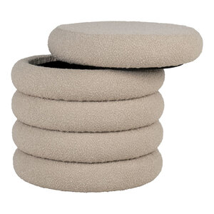 Pouf gris en polyester bouclé avec rangement Ø 44 cm