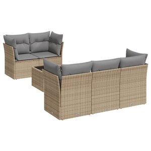 vidaXL Salon de jardin avec coussins 6 Pièces beige résine tressée