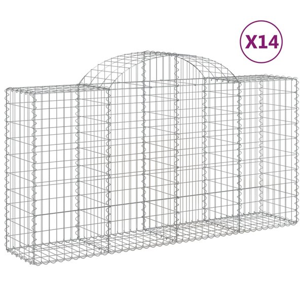 vidaXL Paniers à gabions arqués 14 Pièces 200x50x100/120 cm fer galvanisé