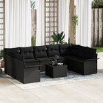 vidaXL Ensemble de canapé de jardin 10 pièces avec coussins beige en poly rattan