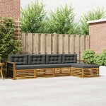 vidaXL Ensemble de canapés d'extérieur 5 Pièces Naturel et Anthracite