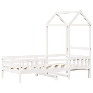 vidaXL Cadre de lit avec toit blanc 75x190 cm bois massif de pin