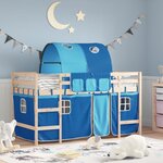 vidaXL Lit mezzanine enfants avec tunnel sans matelas bleu 90x200 cm