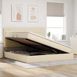 vidaXL Lit de rangement LED avec matelas Crème 200 x 200 cm Tissu