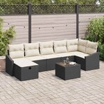 vidaXL Ensemble de canapé de jardin 8 Pièces Noir 55 x 62 x 69 cm