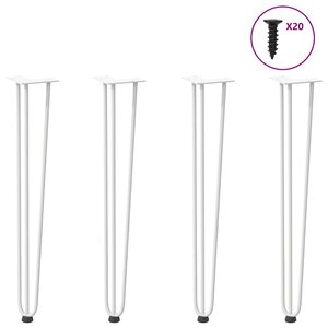 vidaXL Pieds en épingle à cheveux pour consoles  lot de 4  blanc  72 cm  acier massif