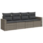 vidaXL Salon de jardin 4 Pièces avec coussins gris résine tressée