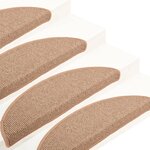 vidaXL Tapis de marches d'escalier 15 Pièces Marron clair 65x21x4 cm