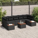 vidaXL Ensemble de canapé de jardin 8 pièces avec coussins noirs en poly rattan