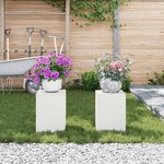 vidaXL Supports pour plantes 2 Pièces Blanc 24 x 24 x 35 cm Acier