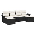 vidaXL Ensemble de canapé de jardin avec coussin 6 Pièces Noir Poly rotin