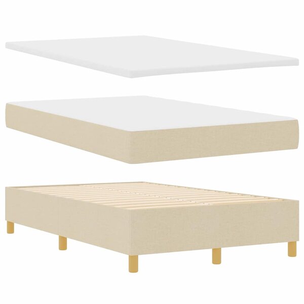 vidaXL Lit à ressorts avec matelas Crème 120 x 190 cm tissu