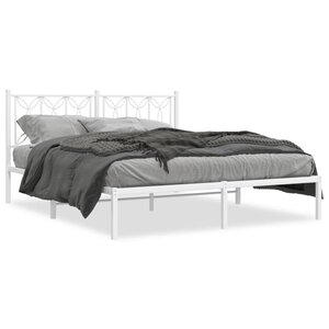 vidaXL Cadre de lit métal sans matelas et tête de lit blanc 160x200 cm
