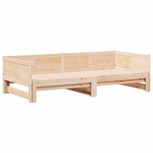 vidaXL Lit Pull-out de Jour Marron 180 x 200 cm Bois massif en pin