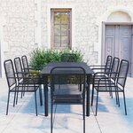 vidaXL Mobilier à dîner d'extérieur 9 Pièces Noir Verre et acier