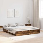 vidaXL Cadre de lit avec rangement avec tiroir Chêne fumé 200 x 200 cm