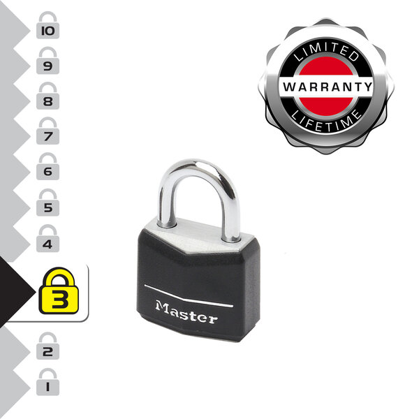 9120EURTBLK Lot de 2 Cadenas à Clé en Aluminium Massif recouvert de Vinyle  noir  2 x 3 4 x 1 4 cm