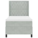 Lit à ressort vidaXL avec matelas gris clair 90x190 cm en velours