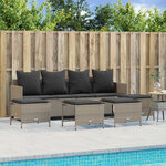 vidaXL Salon de jardin 5 Pièces avec coussins gris clair résine tressée