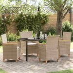 vidaXL Ensemble de salle à manger pour jardin 5 Pièces Beige polyrotin